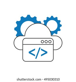 cloud and gears with seo icon vector illustration design