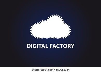 A cloud of gears. Symbol of digital factory.  Vector illustration.
