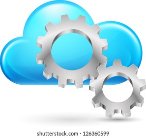 Cloud with Gearwheel. Illustration on white background for design