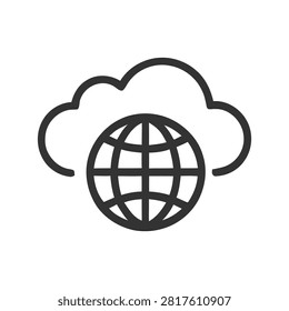 Cloud with globe icon inside Vector, illustration