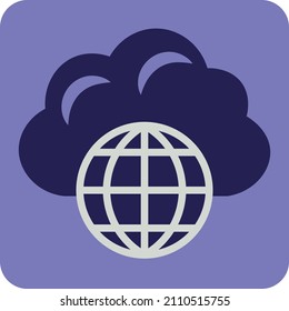 Cloud with globe, illustration, vector on a white background.