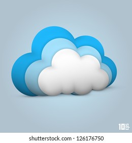Cloud glossy icon. Vector illustration