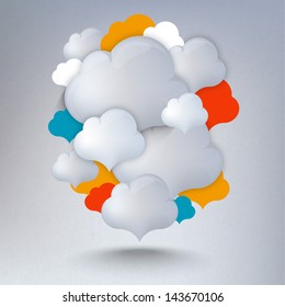 Cloud glossy icon. Vector illustration