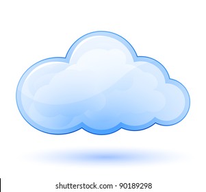 Cloud glossy icon. Vector illustration