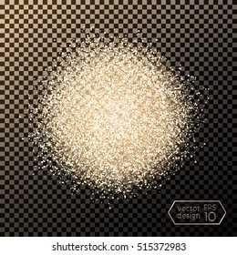 Cloud of glowing dust on a dark background. Spot of paint. Color bright sand. India, Holi Festival. Isolated vector element for web design. Vector illustration EPS 10

