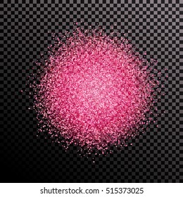 Cloud of glowing dust on a dark background. Spot of paint. Color bright sand. India, Holi Festival. Isolated vector element for web design. Vector illustration EPS 10
