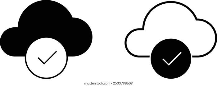 Icono del glifo de la nube - versión en blanco y negro del logotipo en formato totalmente editable