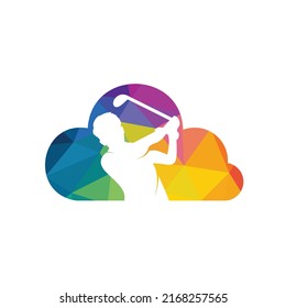 Cloud Golf vector logo design. Golf player hits ball inspiration Logo design.