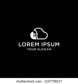 Cloud and gorilla logo icon premium