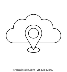 Nube GPS ubicación pin navegación almacenamiento mapa de internet símbolo icono Ilustración vectorial para tecnología de datos de Web diseño de interfaz de red.