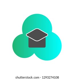 Cloud Graduation Logo useful, editable. And printable Perfect for use in a wide range of new media templates: Web Marketing Agency, Social Media Services Showcase, Online Marketing Apps, and Web.