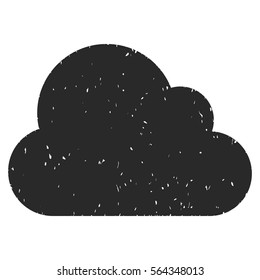 Cloud grainy textured icon for overlay watermark stamps. Flat symbol with dirty texture. Dotted vector gray ink rubber seal stamp with grunge design on a white background.