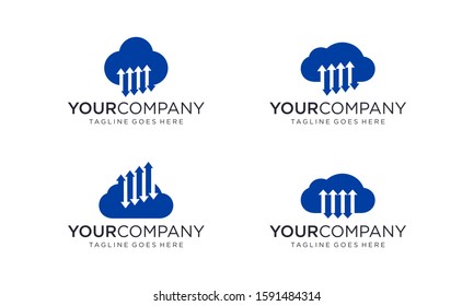Cloud graph with arrow for logo design concept editable
