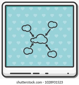 Cloud graph flat vector icon.