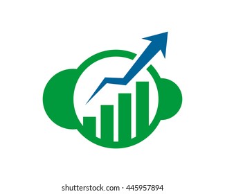 cloud graph green chart diagram business image vector icon logo symbol