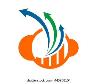 cloud graph orange chart diagram business image vector icon logo symbol