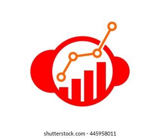 cloud graph red chart diagram business image vector icon logo symbol