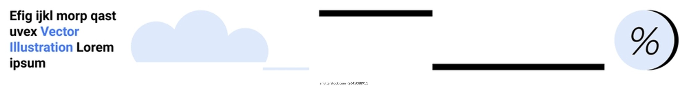 Cloud graphic with percentage symbol alongside text blocks. Ideal for data visualization, analytics, efficiency metrics, business reports, infographics, educational material, and presentations