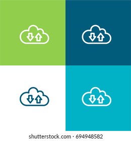 Cloud green and blue material color minimal icon or logo design