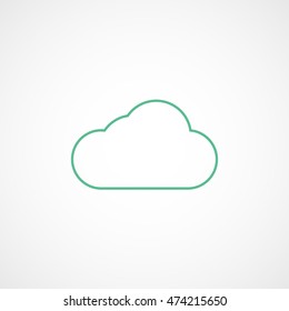 Cloud Green Line Icon On White Background