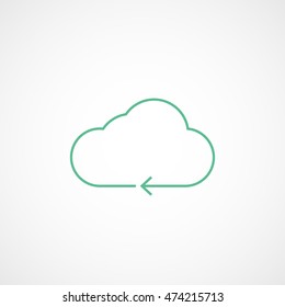 Cloud Green Line Icon On White Background