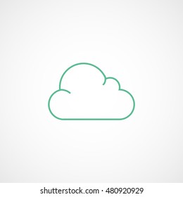Cloud Green Line Icon On Light Background