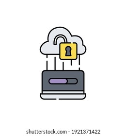 Cloud hacking сolor line icon. Pictogram for web page, mobile app, promo. UI UX GUI design element. Editable stroke.