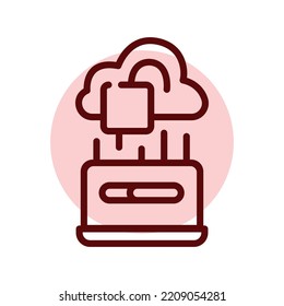 Das Cloud-Hacken с Farbzeilensymbol. Piktogramm für die Webseite.