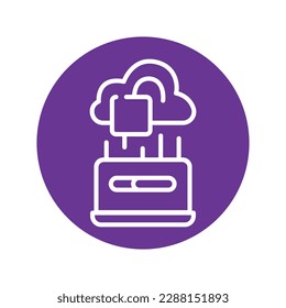 Das Cloud-Hacken с Farbzeilensymbol. Piktogramm für die Webseite.