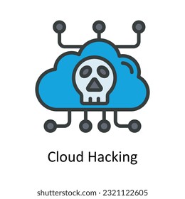 Cloud Hacking Vector Fill outline Icon Design illustration. Cyber security  Symbol on White background EPS 10 File