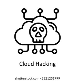 Cloud Hacking Vector  outline Icon Design illustration. Cyber security  Symbol on White background EPS 10 File
