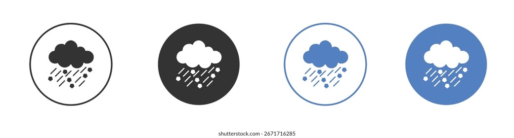 Colección de icono de granizo de nube para App en colores negro y azul