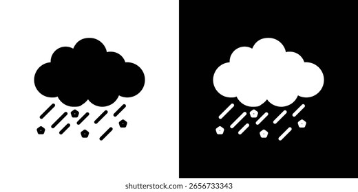 Cloud hail icon in flat black solid vector set