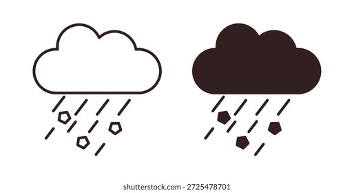 Wolkenhagelsymbol mit Glyphe und Linie. schwarze Vektorsymbole für die Web-Benutzeroberfläche