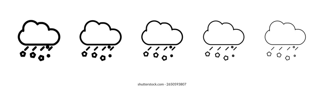 Conjunto de gráficos de icono de granizo de nube. estilo de línea de trazo de moda
