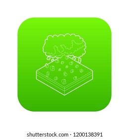 Cloud and hail icon green vector isolated on white background