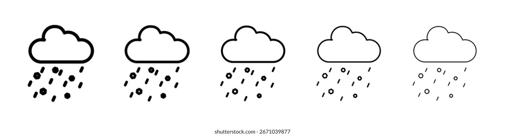 Logotipo de icono de granizo de nube en colección de líneas de trazo