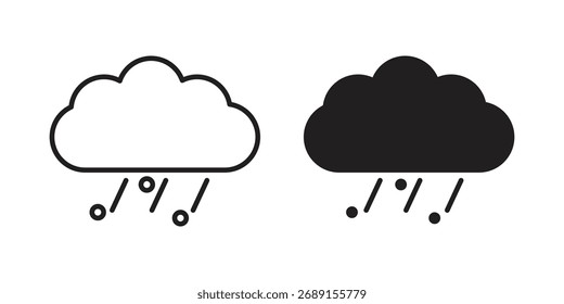 Cloud hail icon vector in simple flat design, outline.