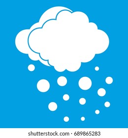 Cloud with hail icon white isolated on blue background vector illustration