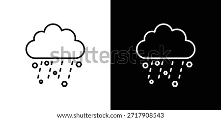 Cloud hail icons black and white vector, line icon set.