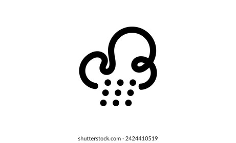 Signo de nube y granizo, silueta negra aislada