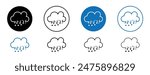 Cloud hail vector icon set. winter snow fall weather vector icon. hailstorm sign. hailstone icon in black and blue color.