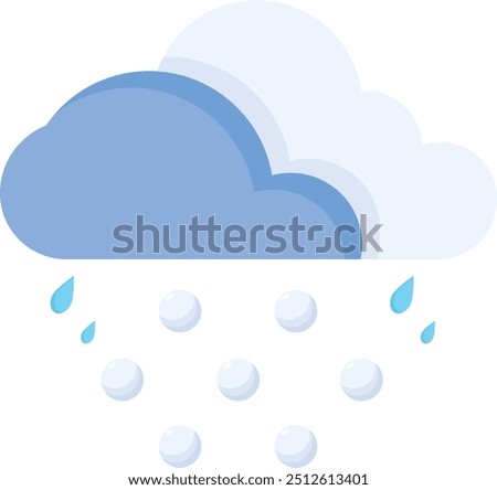 Cloud with hailstones falling Icon.