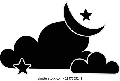  Cloud Half Moon Icon illustration