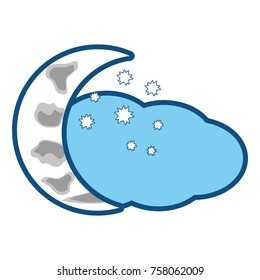 cloud and half moon icon over white background vector illustration