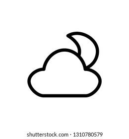 Cloud and half moon icon. Weather sign