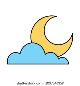 cloud half moon weather sky image vector illustration