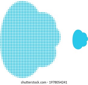 Cloud halftone dotted icon illustration. Halftone array contains round pixels. Vector illustration of cloud icon on a white background. Flat abstraction for cloud symbol.