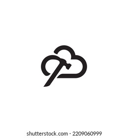 Cloud and Hammer logo or icon design