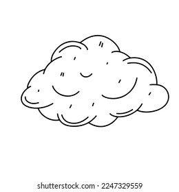 Nube en la mano dibuja el estilo del doodle. Aislado sobre un fondo blanco. Ilustración de material vectorial.